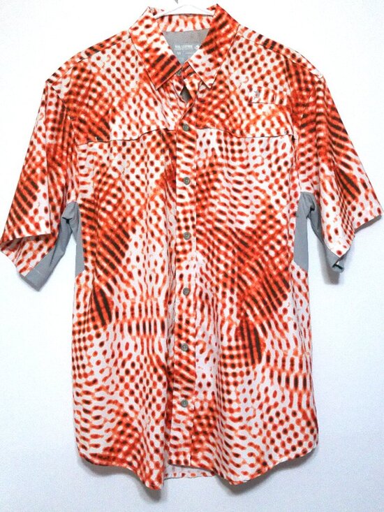 Reel Legends Other - Reel Legends Fishing Shirt Mens Medium Orange Vented Short Sleeve Button Up